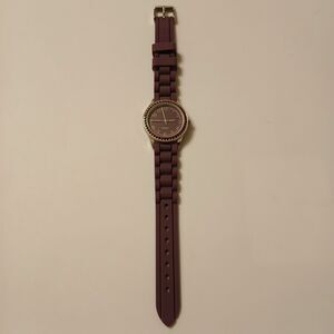 Women's Violet Purple Silver Tone Accent Quartz Watch Rhinestone Bezel